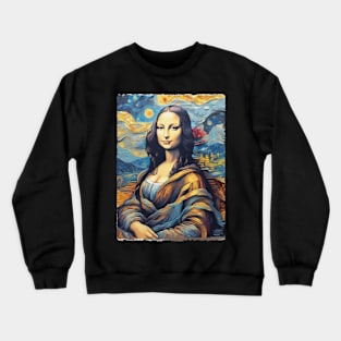 Mona Lisa in the style of Van Gogh Crewneck Sweatshirt